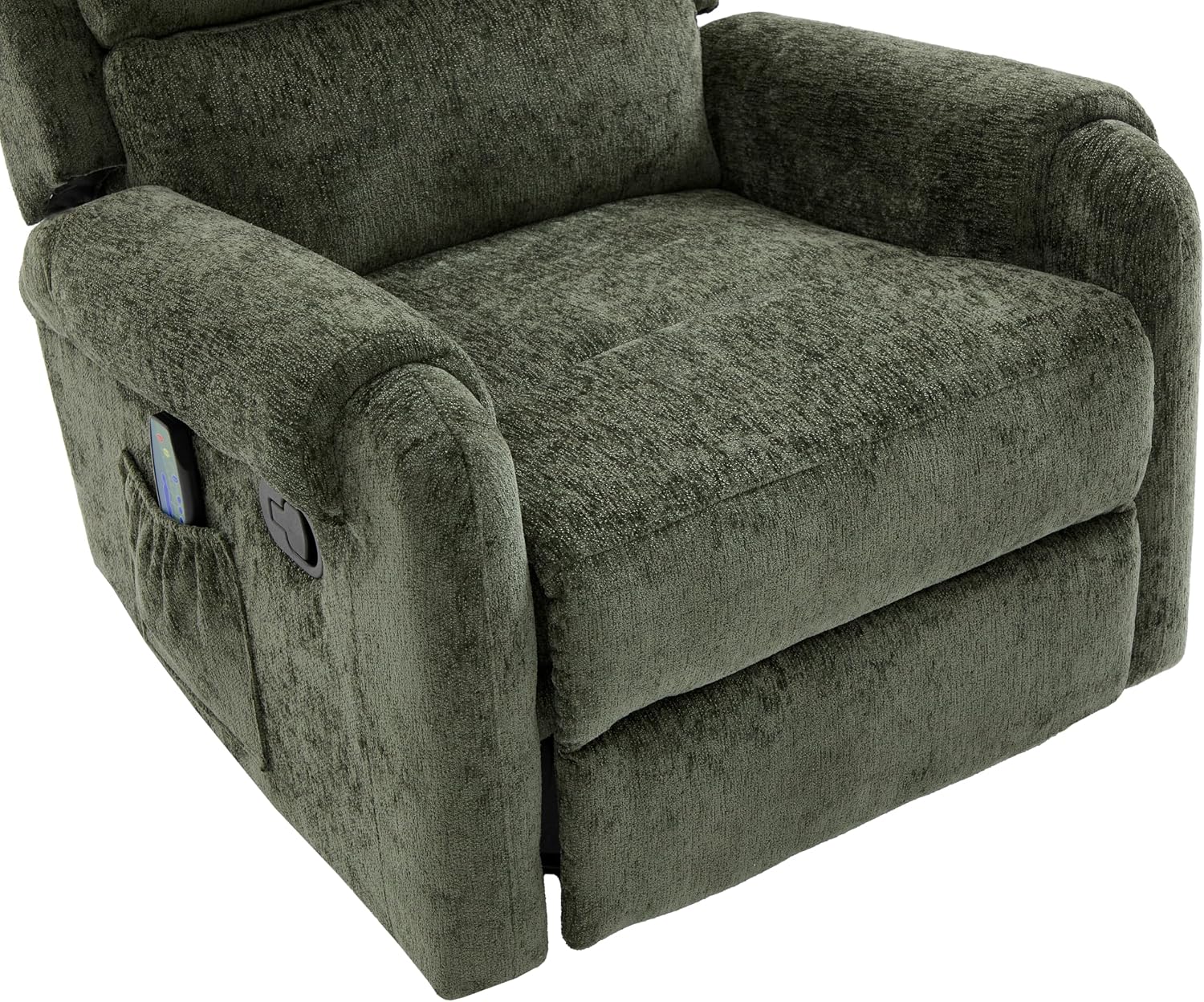 Christopher Knight Home Harper Massage Recliner Chair with 8 Modes, Chenille Upholstered Recliner Sofa, Swivel Massage Chair with a Side Storage Pocket for Living Room/Bedroom, Head Support, Green