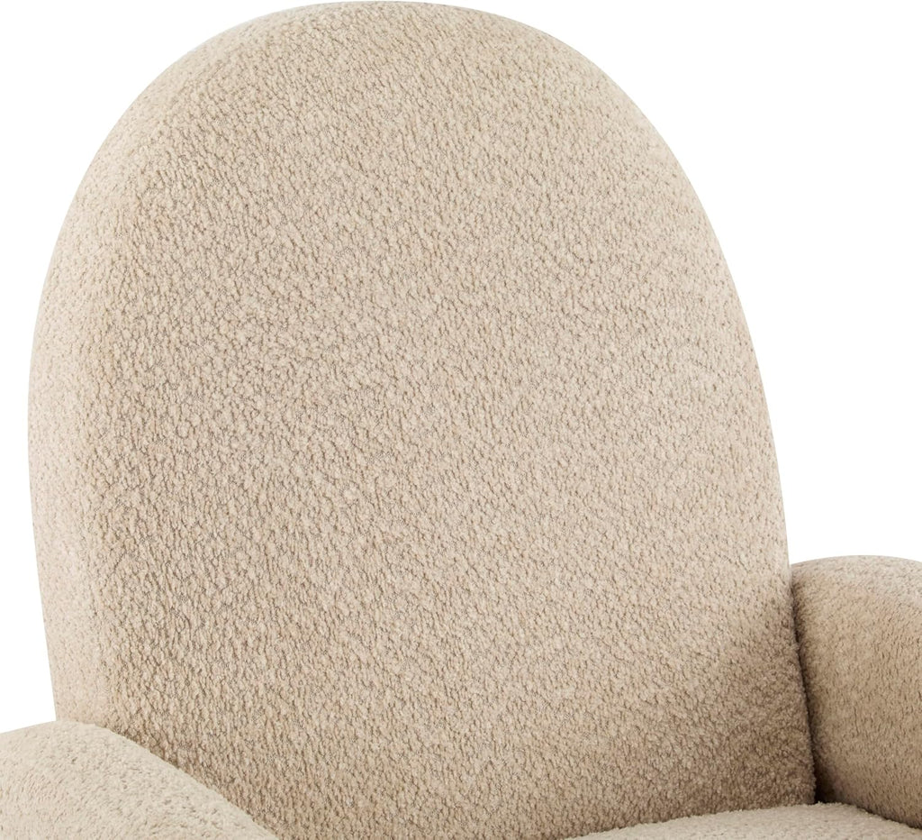 Christopher Knight Home Sidney Fabric Upholstered 360° Swivel Chair, Boucle Push-Back Recliner, Solid Wood Glider Recliner with Rotation, Living Room Single Lounge Sofa, Almond Beige