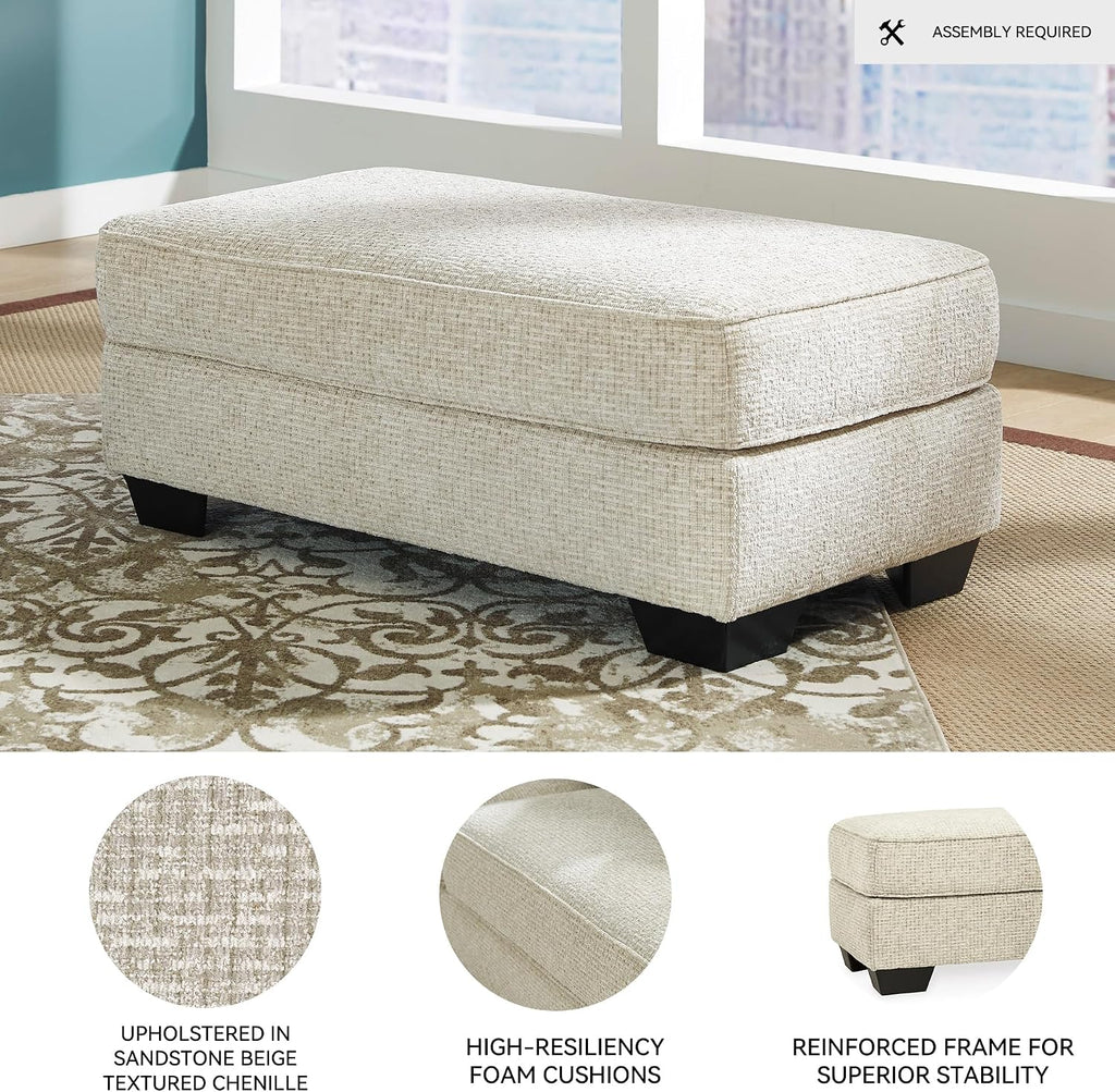Signature Design by Ashley Monaghan Classic Upholstered Ottoman, Beige