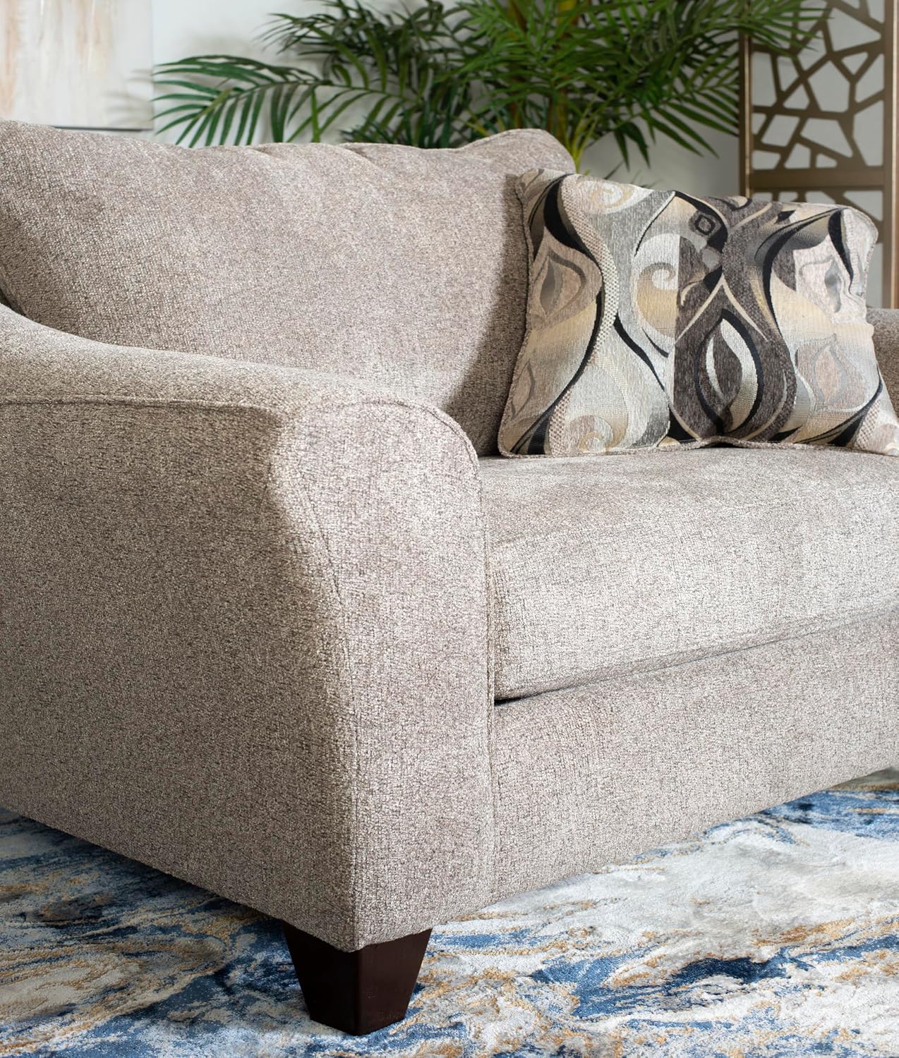 Roundhill Furniture Camaro Platinum Fabric Pillow back Accent