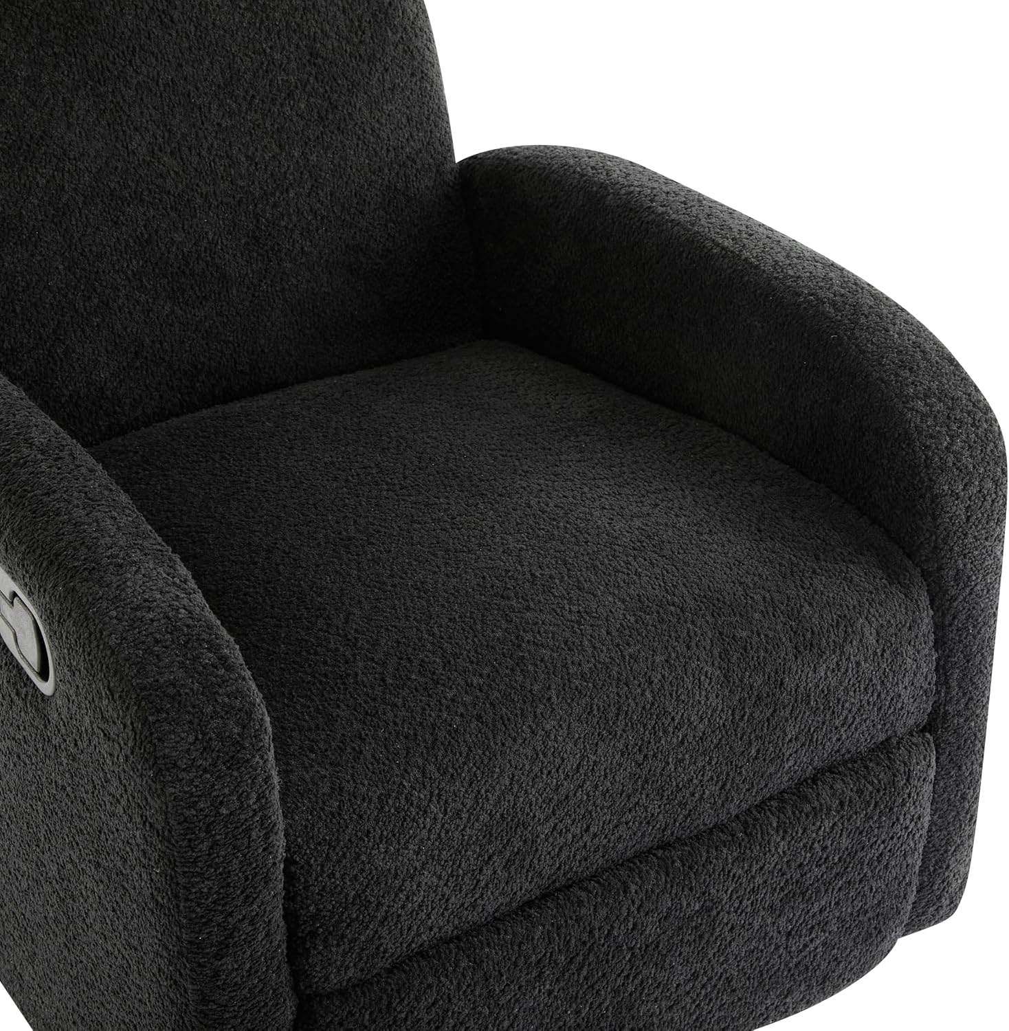 Christopher Knight Home Sidney Fabric Upholstered 360° Swivel Chair, Boucle Push-Back Recliner, Solid Wood Glider Recliner with Rotation, Living Room Lounge Sofa, Adjustable Comfy Reading Chair,Black