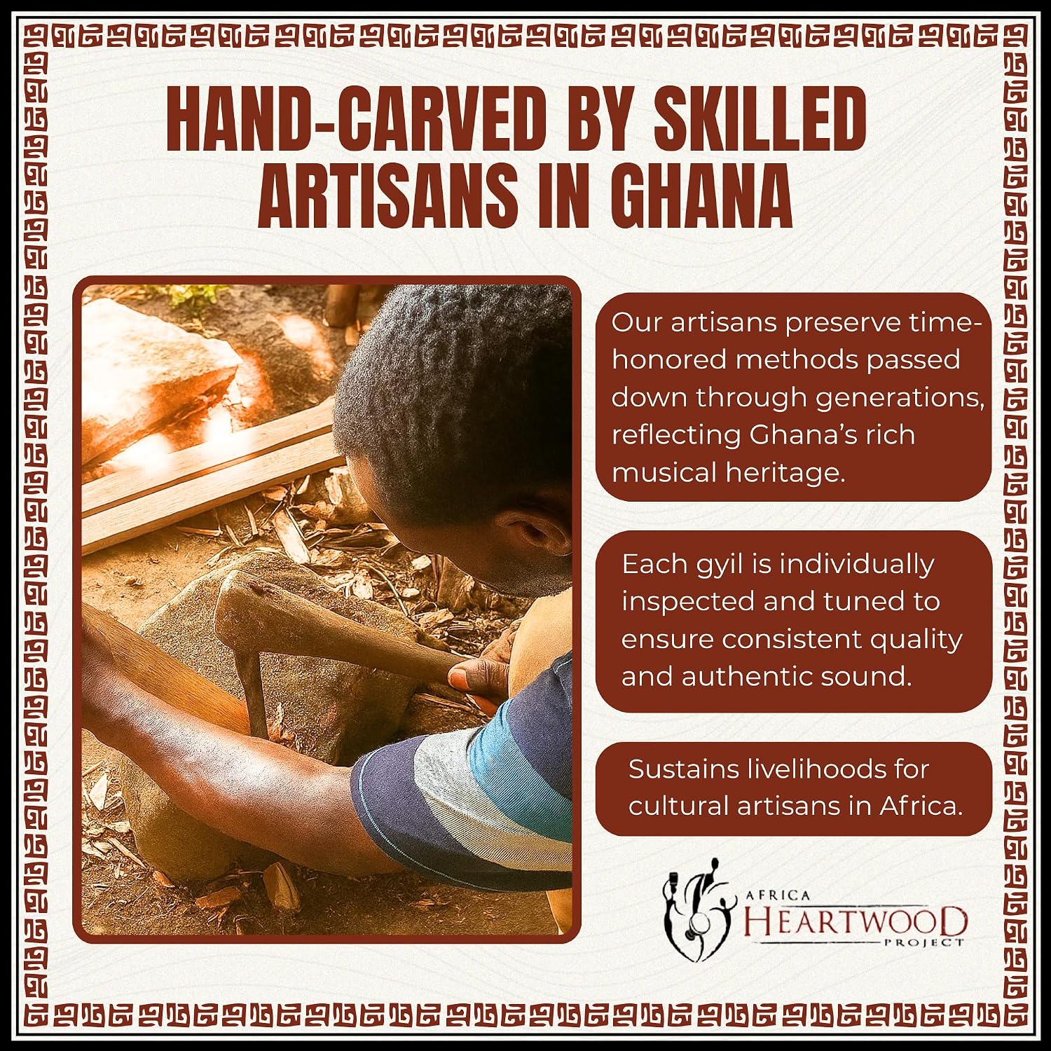 Africa Heartwood Project - Ghana Gyil with Mallets - 12 Key C Pentatonic - Marimba Xylophone Balafon from Ghana