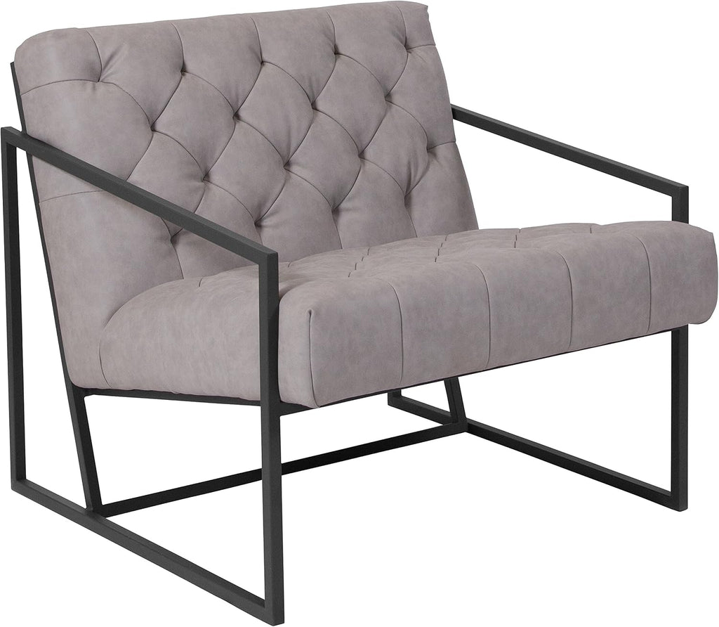 Flash Furniture HERCULES Madison Series Retro Light Gray LeatherSoft Tufted Lounge Chair