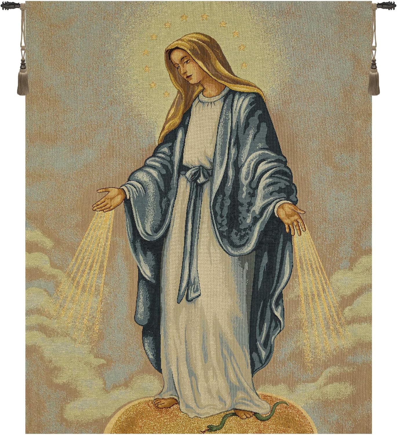Charlotte Home Furnishings Inc. Madonna Miracolosa Italian Tapestry Wall Hanging 33 X 25 Inch Viscose Cotton And Polyester Blend Wall Art Italian Woven Perfect For Home Decor And Wall Decor