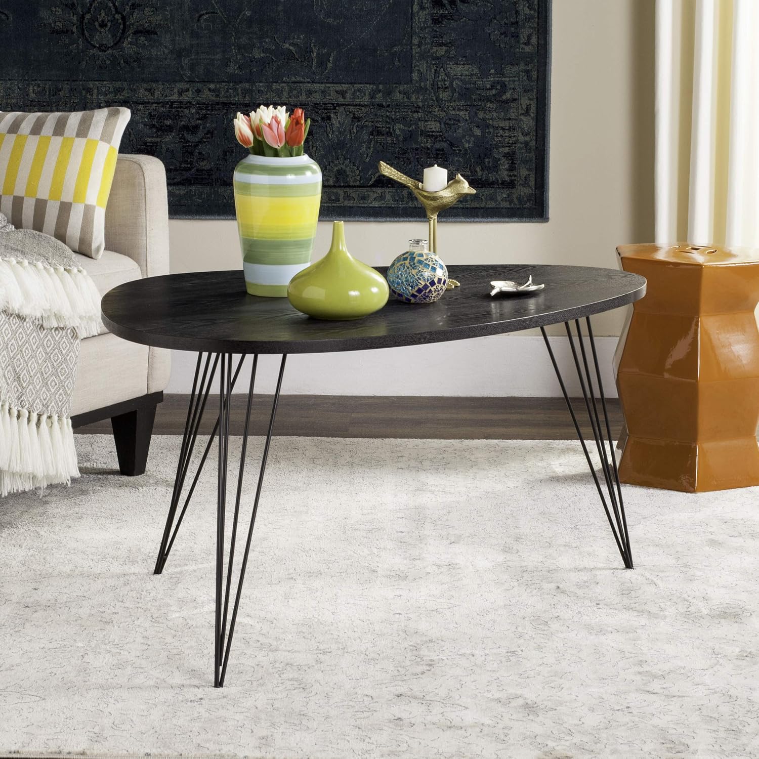 Safavieh Home Collection Rocco Retro Mid-Century Black Wood Coffee Table
