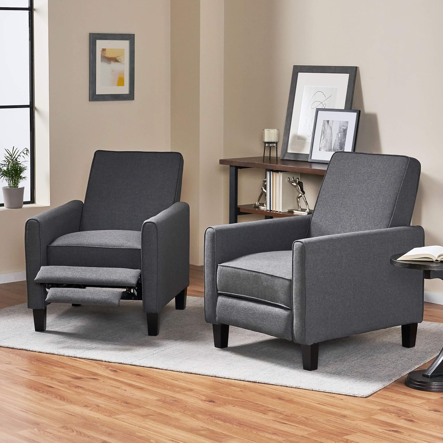 Christopher Knight Home Emmie Fabric Recliner (Set of 2), Smoke, Dark Brown