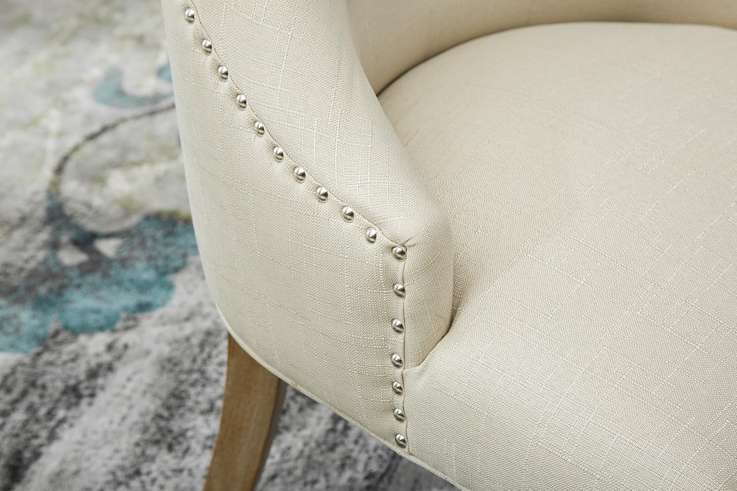 Roundhill Furniture Button Tufted Solid Wood Wingback Hostess Chairs with Nail Heads, Set of 2, Tan, White, 'Tan, 24D x 22W x 39H in