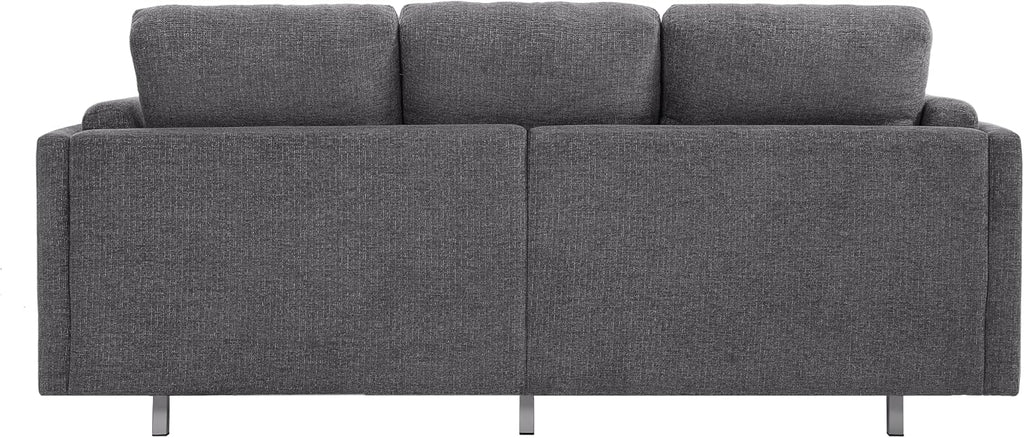 Christopher Knight Home Vincenzo 79.5' Sectional Sofa, 3 Seater Couch, Chenille Upholstered Sofa Chair, Metal Legs Couch, Dual-Layer Cushions Armchair, Comfort Seating for Reading Living Room, Gray