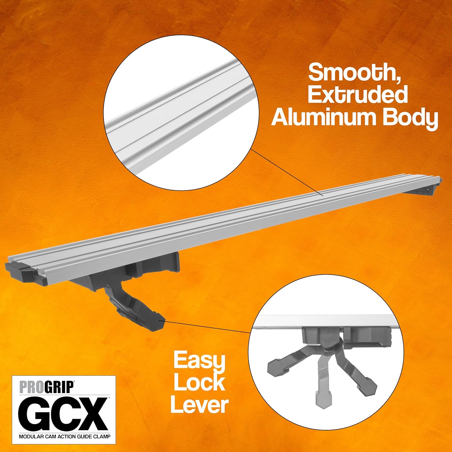 ProGrip GCX Edge Clamp Guide 3 Pack – Modular Extendable Track for Circular Saws, Routers & Jigsaws –Aluminum Cutting Guide with Locking Handle –Includes 24, 36 and 50 Inch Clamps
