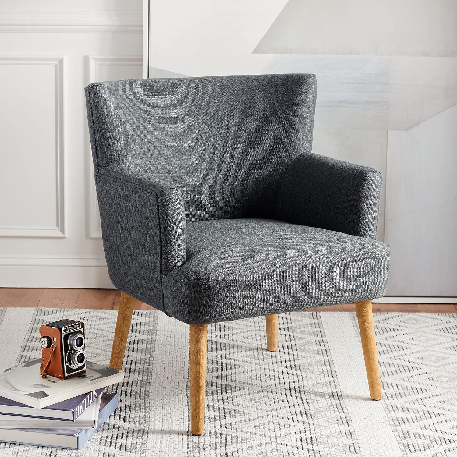 SAFAVIEH Home Collection Delfino Dark Grey/Natural Accent Chair