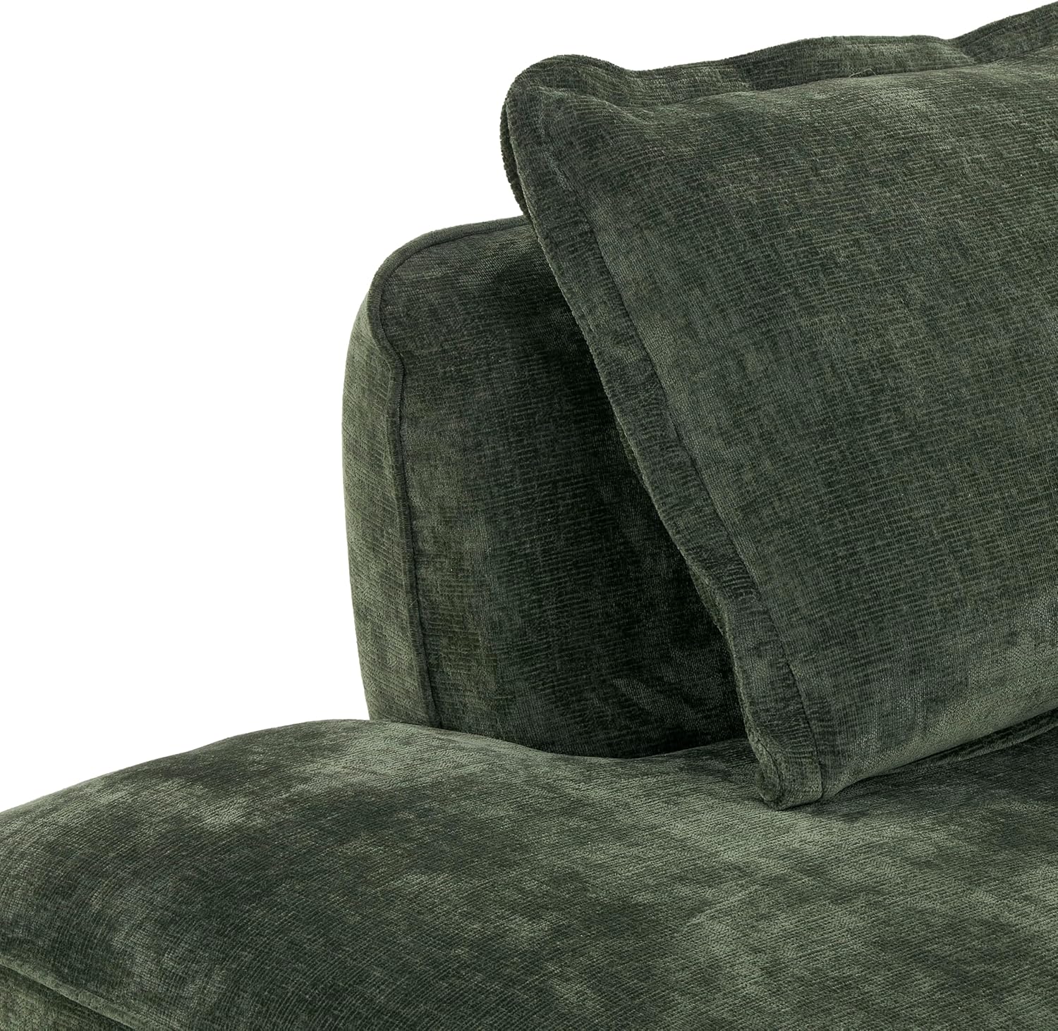 Christopher Knight Home Zacha 121' Modular L-Shape Sofa Couch with Chaise Lounge, Modern Boneless Sofa for Living Room, Fabric Upholstered Cloud Couch with Deep Seat, Olive Green