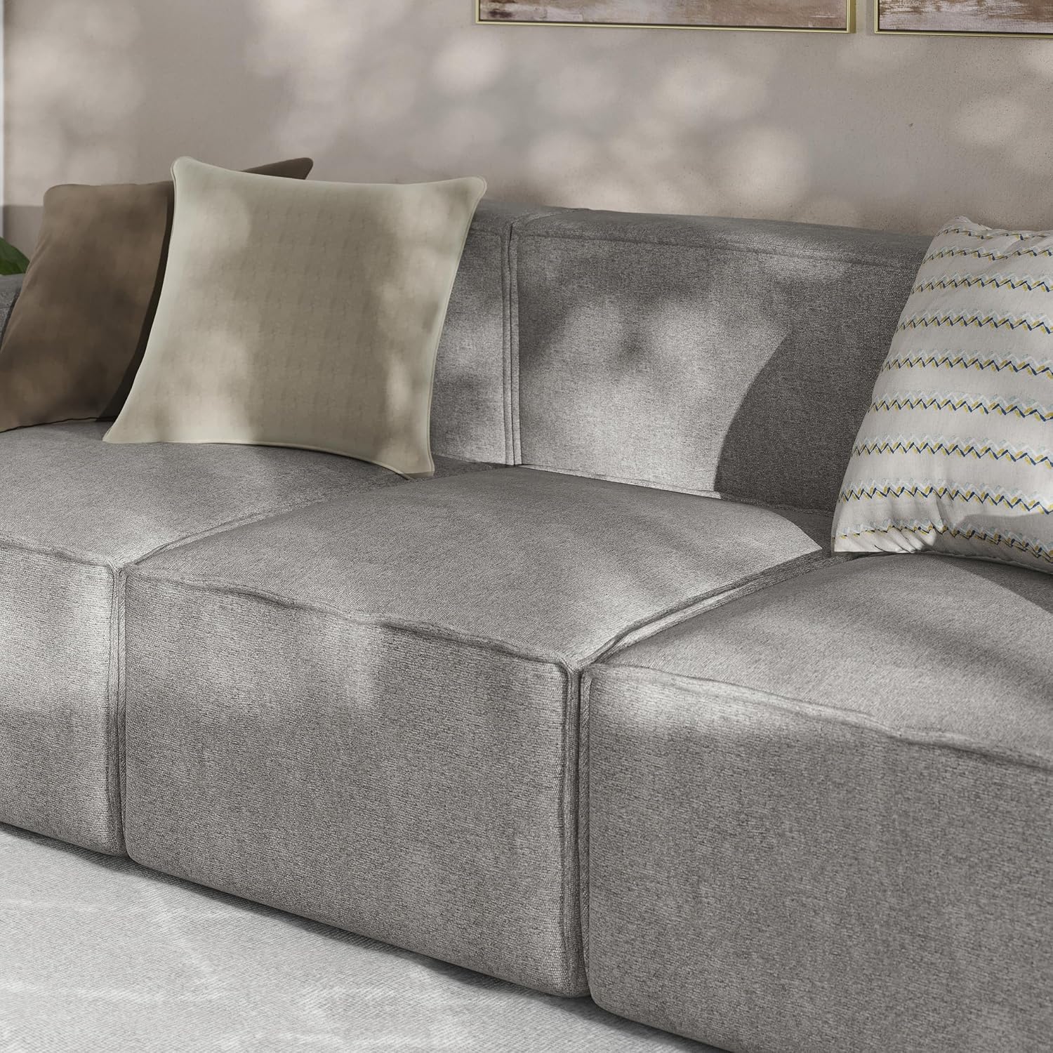 Flash Furniture Bridgetown Fabric Middle Chair Module for Sectional Sofa, Customizable Modular Couch Armless Middle Seat, Gray