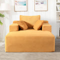 Container Furniture Direct Dawson Convertible Chaise Lounge Chair Indoor – Oversized Corduroy Couch with Wide Armrest & Throw Pillows, Cozy Boneless Sleeper Sofa Bed Armchair, Ginger Yellow