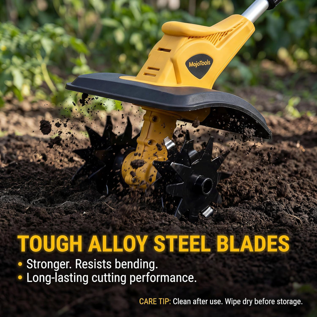 21V Cordless Tiller Cultivator, 360RPM Electric Garden Tiller with 2 x 3.0Ah Batteries, 9-Inch Width & 7-Inch Depth, Lightweight Rototiller for Raised Beds, Flower Beds & Soil Cultivation