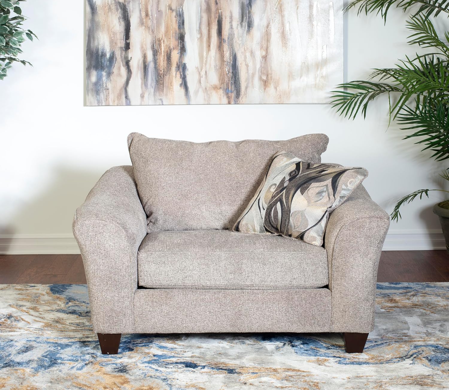 Roundhill Furniture Camaro Platinum Fabric Pillow back Accent