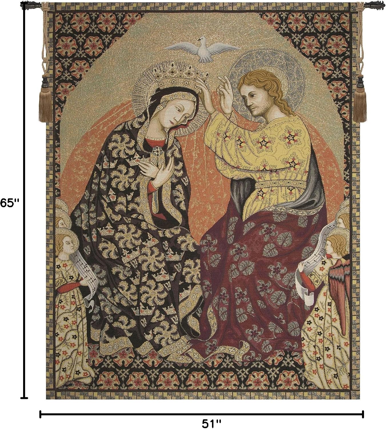 Charlotte Home Furnishings Madonna's Coronation Tapestry, 65x51 in | Viscose Cotton and Polyester Blend, Wall Hanging, Inspired by Gentile Da Fabriano, Italian Tapestry