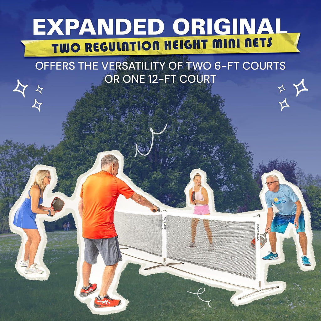 Mini Pickleball Net Set - Ultraportable, Fits in Backpack - 11-ft, 6-ft or 6-ft x 2-Pack Options, or 4-ft for Kids - Pickleball Net Portable Outdoor/Indoor Play - Sports Kit for Women, Men & Kids