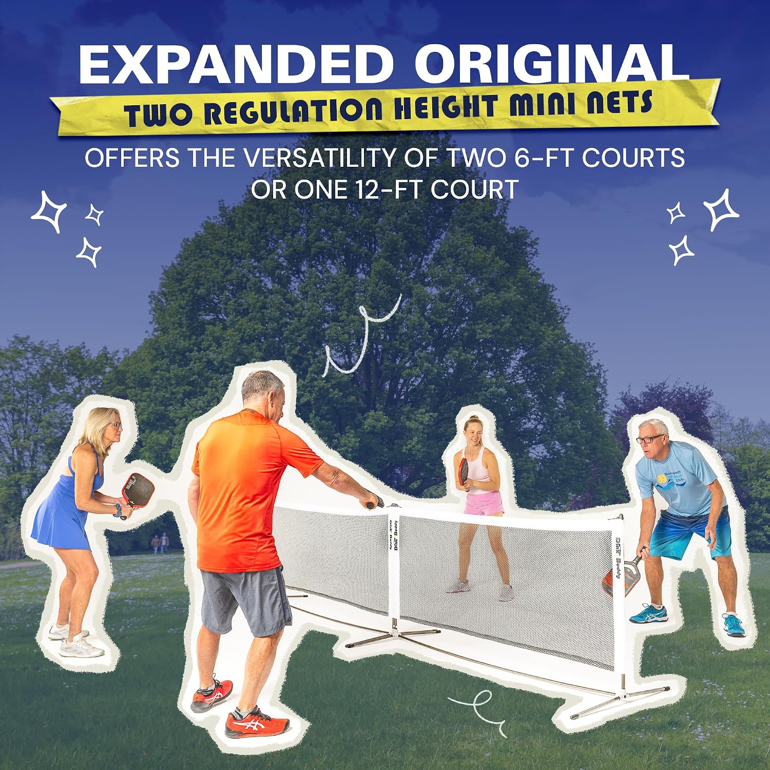 Mini Pickleball Net Set - Ultraportable, Fits in Backpack - 11-ft, 6-ft or 6-ft x 2-Pack Options, or 4-ft for Kids - Pickleball Net Portable Outdoor/Indoor Play - Sports Kit for Women, Men & Kids