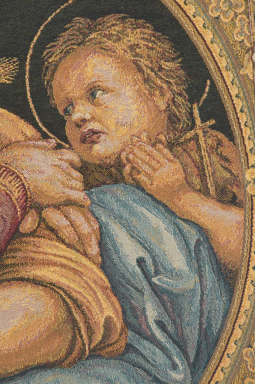 C Charlotte Home Furnishings Inc Madonna Della Seggiola I European Tapestry Wall Hanging | Viscose Cotton and Polyester Blend Wall Art | 24 in. x 26 in | Home Decor Accents | Inspired by Famous