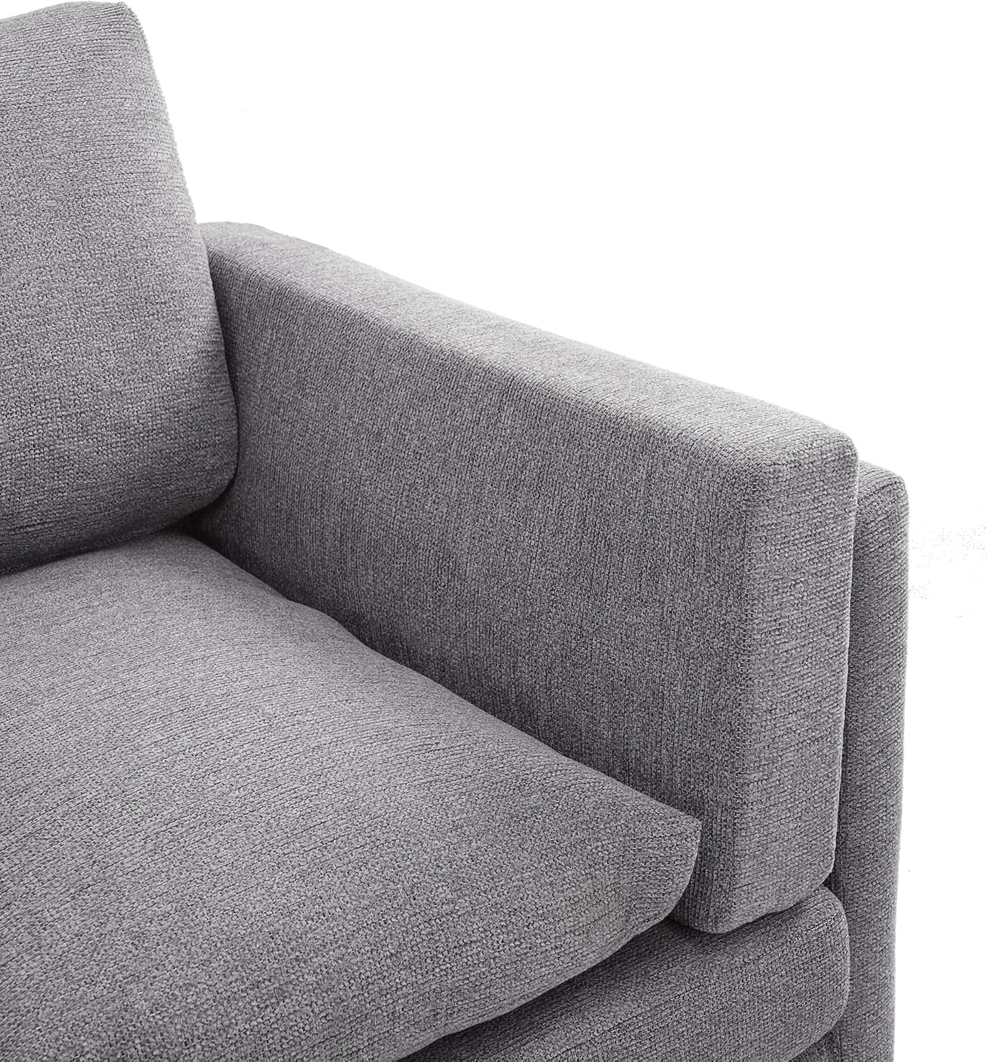 Christopher Knight Home Vincenzo 3 Seater Couch, Chenille Upholstered Sofa Chair, Metal Legs Couch, Dual-Layer Cushions Armchair, 79.5' Sectional Sofa, Comfort Seating for Living Room, Light Gray