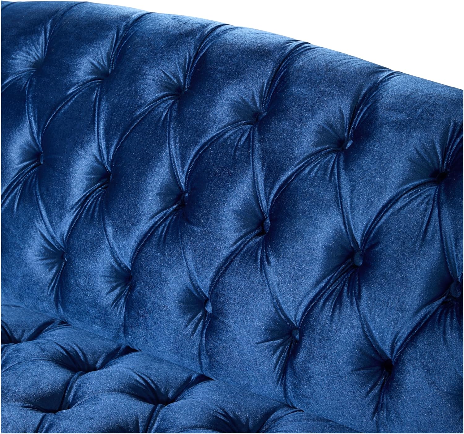 Christopher Knight Home Minxi Velvet Upholstered 3 Seater Sofa Couch, Wooden Home Sofa Living Room, Comfy Cloud Couch for Bedroom, Home Office, Button Tufted with Diamond Stitching, Dark Blue