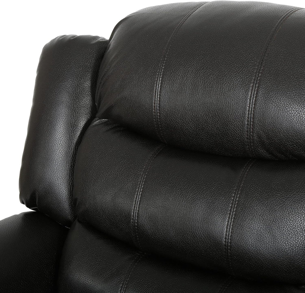 Christopher Knight Home GDFStudio Great Deal Furniture Merit Black Leather Recliner/Glider Chair