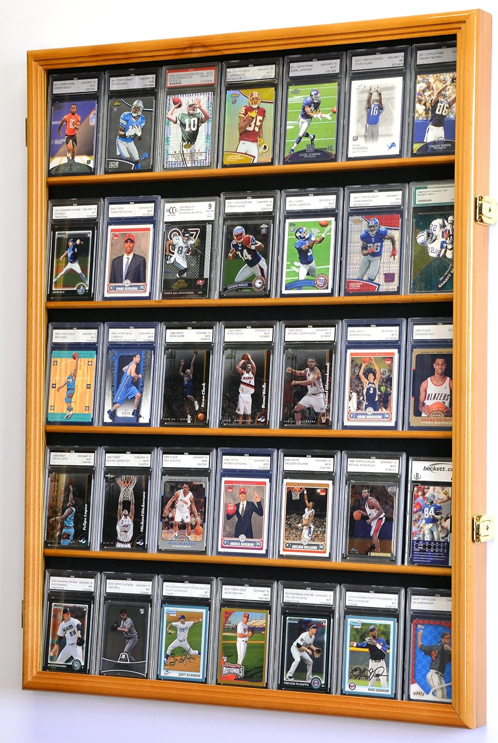 35 Graded Sport Cards/Collectible Card Display Case Wall Cabinet w/98% UV Door, Lockable