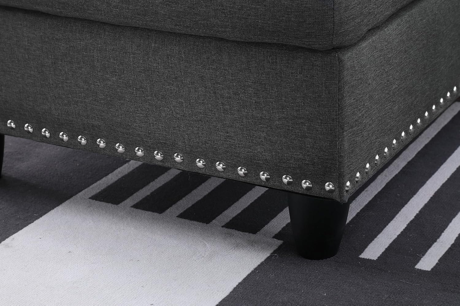 Favfurish L Shape Modular Sectional Sofa with Cup Holders and Storage Ottoman,5-Seater Tufting Upholstered Corner Couch for Living Room,Apartment,Home Furniture Sets,Dark Gray Left Chaise,98 Inch