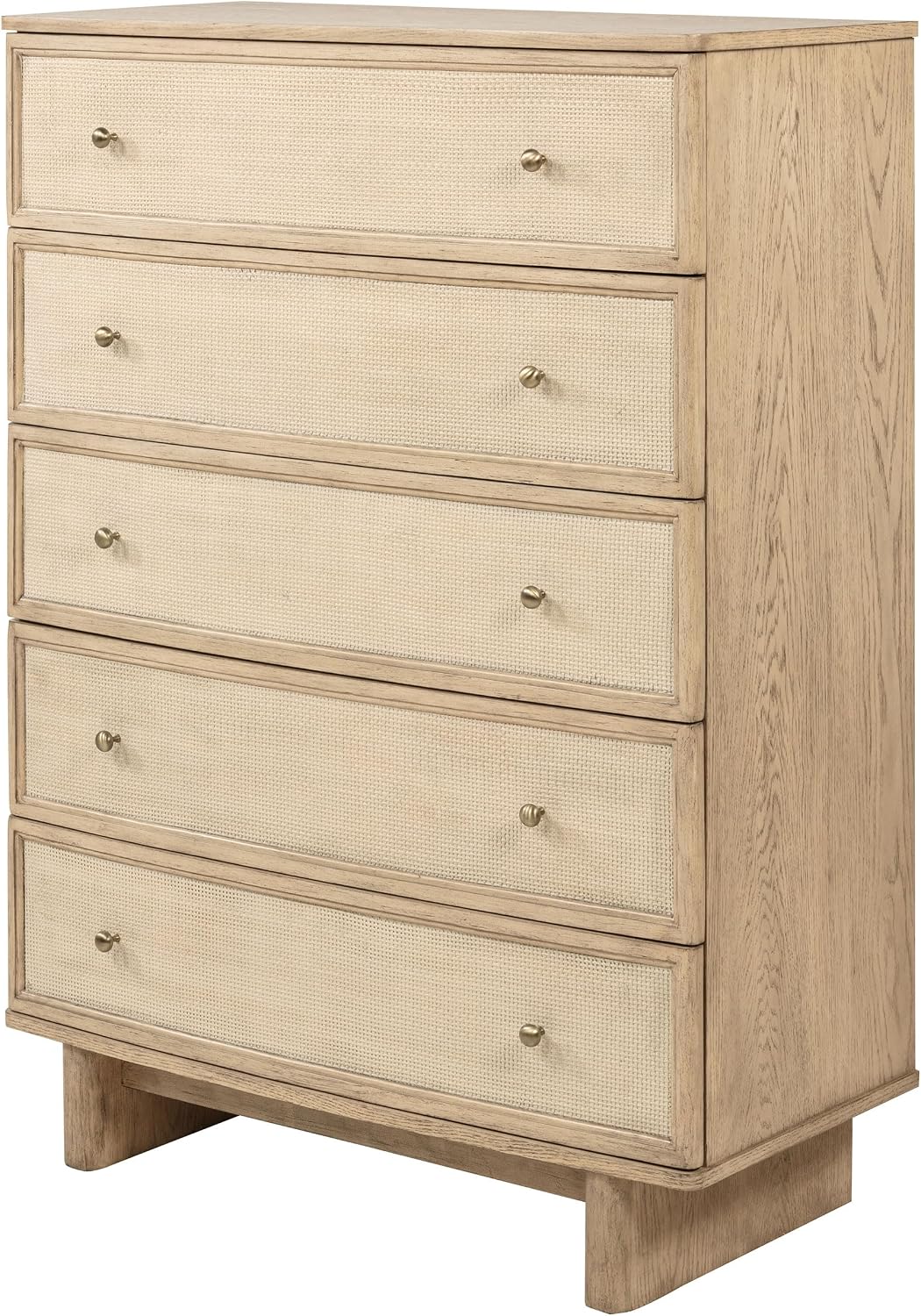 Coaster Home Furnishings - Kailani - Wood - 5-Drawer Chest with Antique Brass Hardware, Cane Fronts, Metal Extension Glides and Round Knobs - Coastal - Bedroom - Beige Oak - 225045