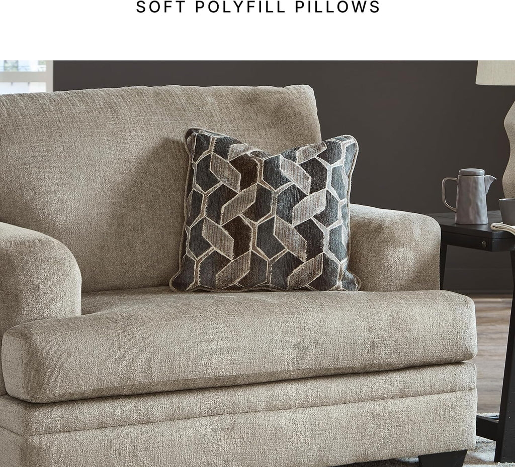 Signature Design by Ashley Stonemeade Transitional Oversized Chair with Reversible Seat Cushion and Accent Pillow, Taupe