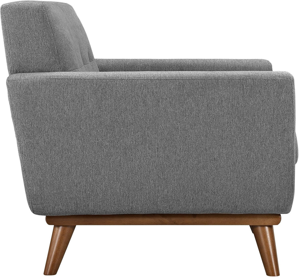 Modway Engage Mid-Century Modern Upholstered Fabric Accent Arm Lounge Chair in Expectation Gray