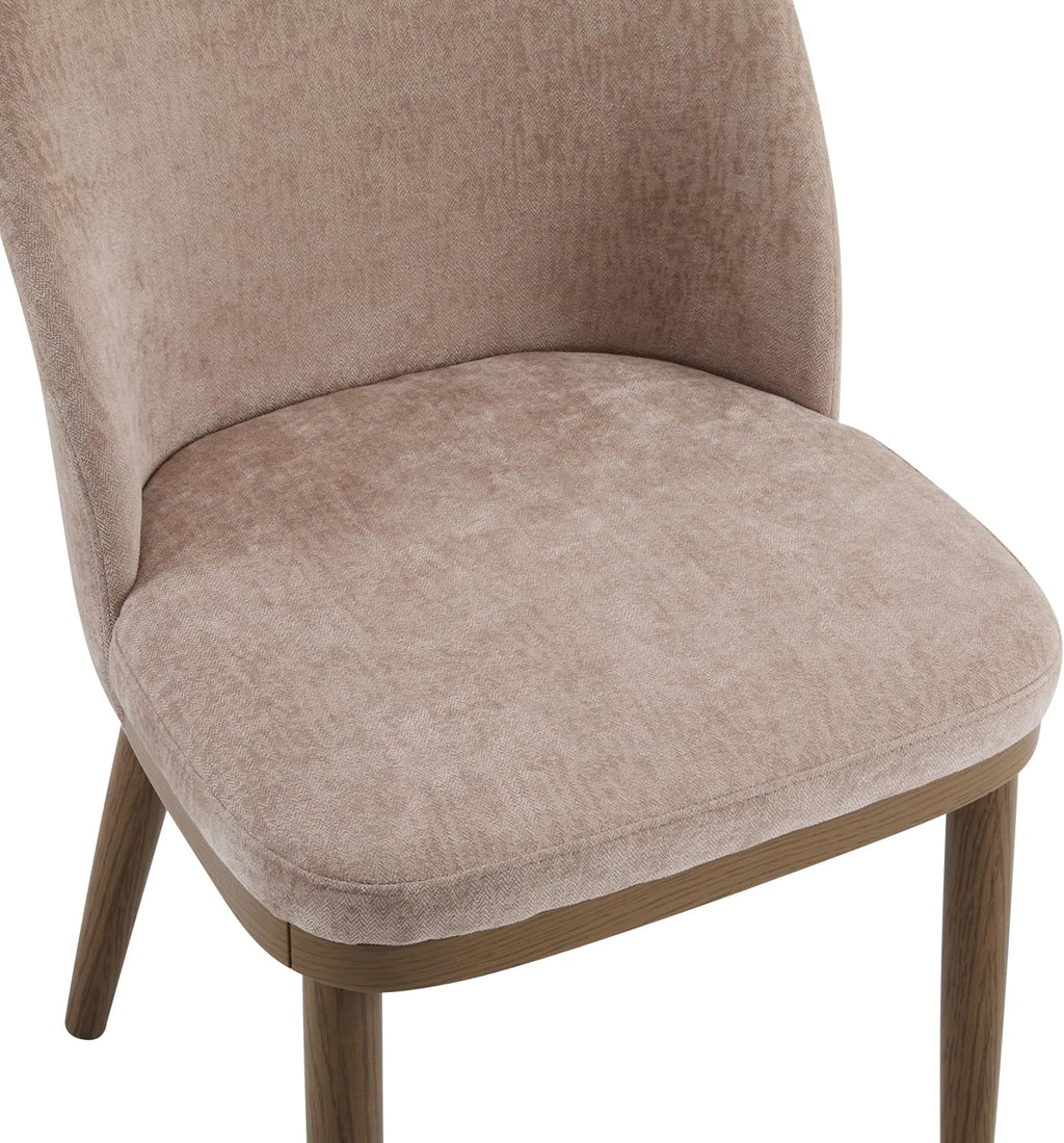 Christopher Knight Home Set of 2 Ringo Fabric Upholstered Dining Chairs, Rubberwood Frame, Curved Backrest,Foam-Filled Cushion, Armless Accent Chair/Side Chair, Dining Room/Kitchen, Apricot+Walnut