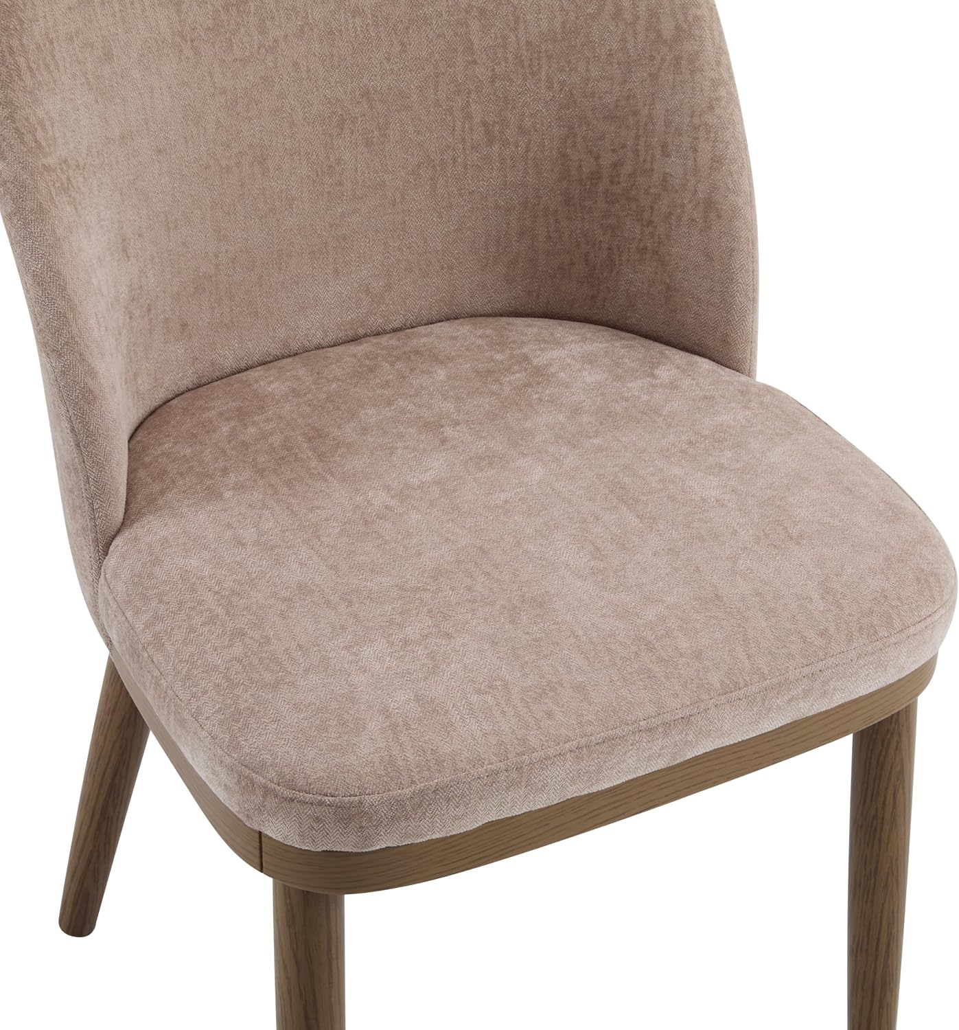 Christopher Knight Home Set of 2 Ringo Fabric Upholstered Dining Chairs, Rubberwood Frame, Curved Backrest,Foam-Filled Cushion, Armless Accent Chair/Side Chair, Dining Room/Kitchen, Apricot+Walnut