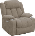 Coaster Home Furnishings - Houston - Fabric Upholstered Power Lift Recliner Chair with Power Panel with USB Port, Cup Holders and Pillowtop Arms - Living Room - Camel - 602274P