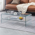 Glass Coffee Table with Shelf Modern Coffee Table for Living Room S39x20x14
