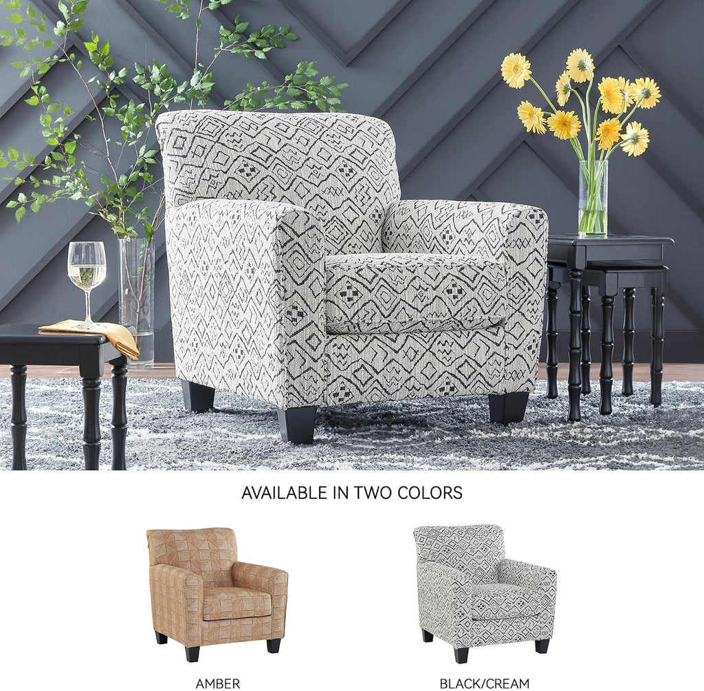 Signature Design By Ashley Hayesdale Modern Accent Chair with Removable Cushions and Tapered Legs, Black & Gray