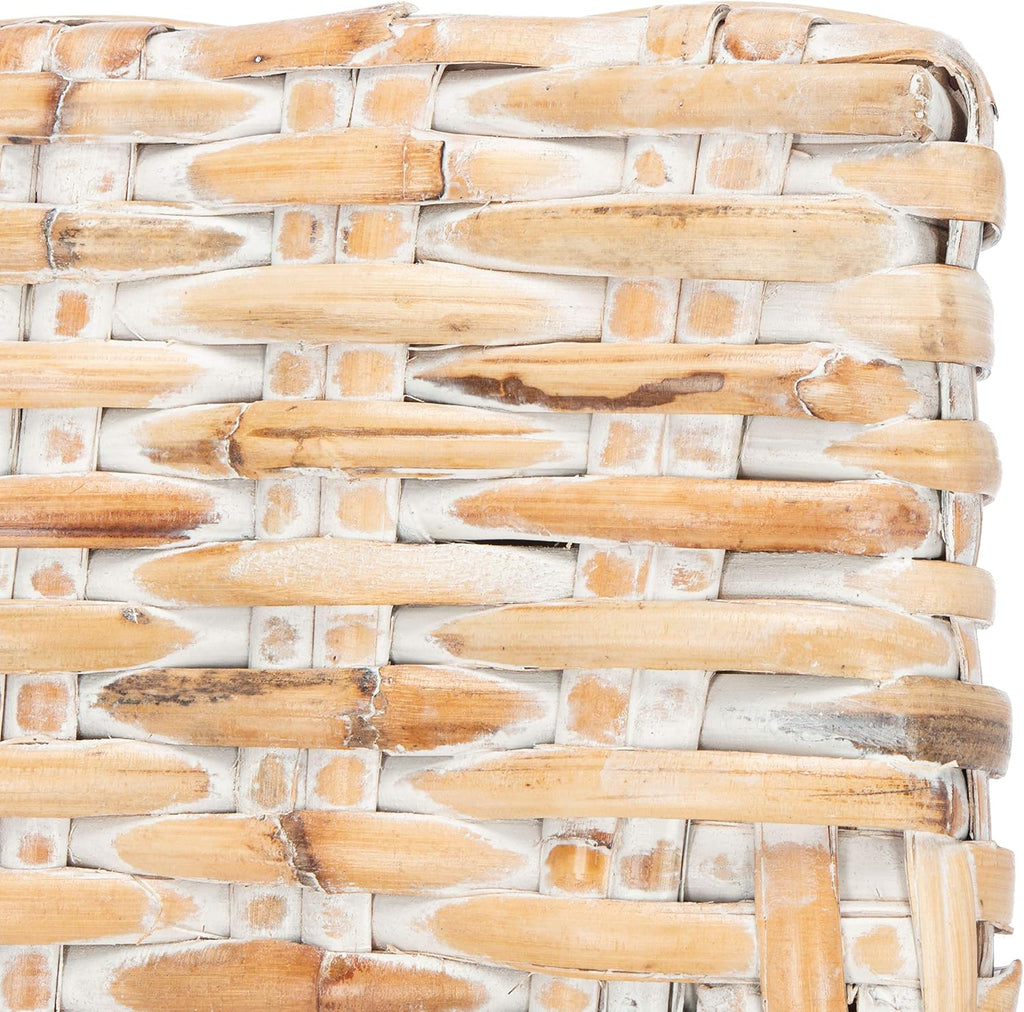 Safavieh Home Collection Cristen Rattan Cushion Accent Chair, Natural White Wash/White (ACH6513A)