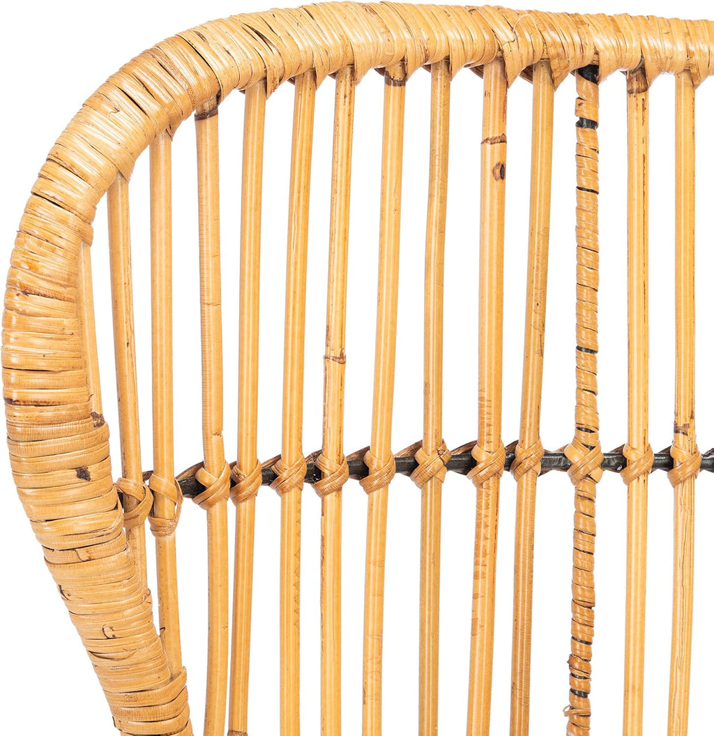 SAFAVIEH Home Collection Lenu Rattan White Cushion Accent Chair, Natural/Black (ACH6510B)
