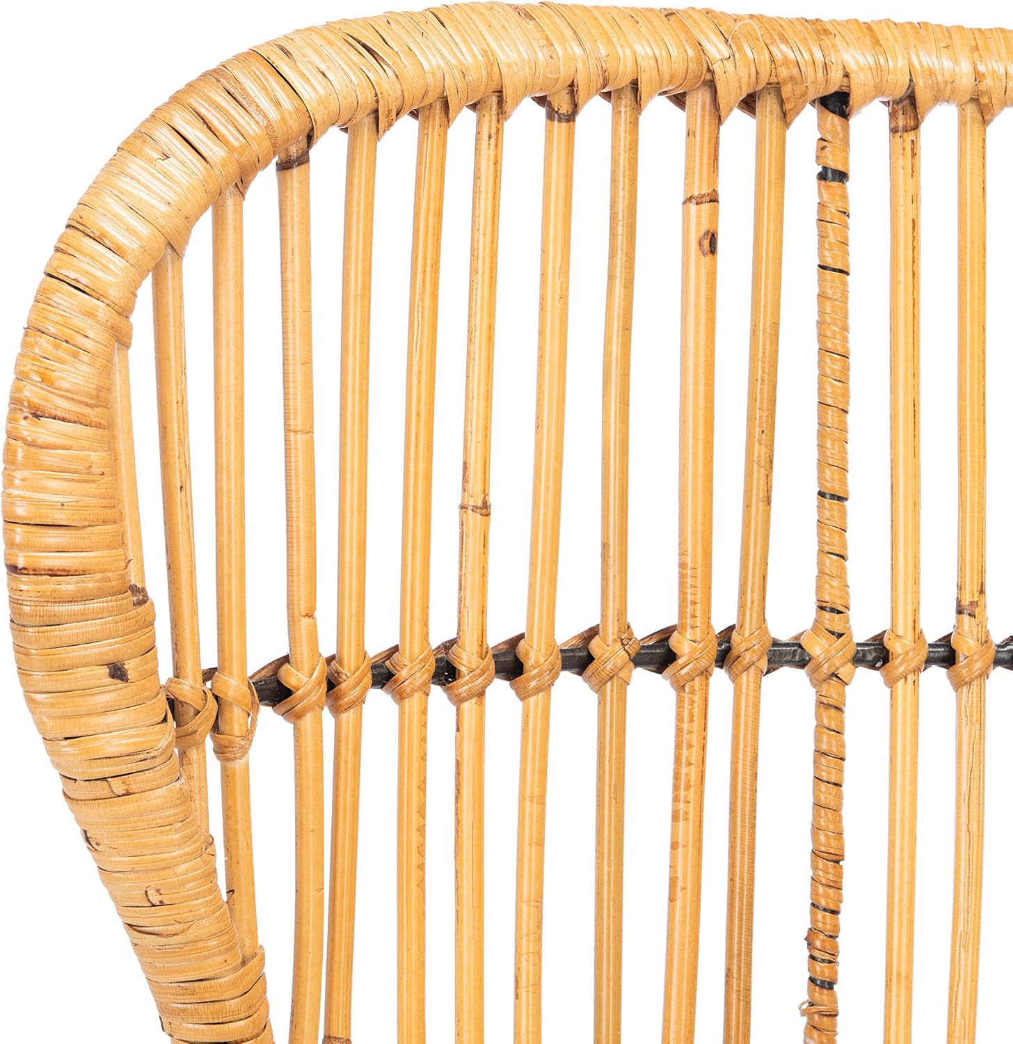 SAFAVIEH Home Collection Lenu Rattan White Cushion Accent Chair, Natural/Black (ACH6510B)