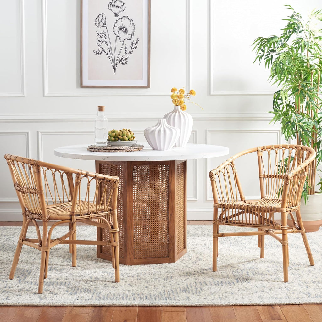 Safavieh Home Adriana Coastal Honey Brown Wash Rattan (Set of 2) Accent Chair (ACH6505C-SET2)
