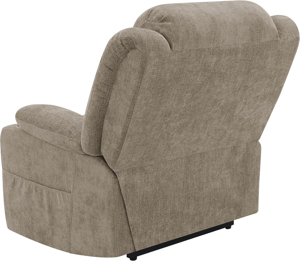 Coaster Home Furnishings - Houston - Fabric Upholstered Power Lift Recliner Chair with Power Panel with USB Port, Cup Holders and Pillowtop Arms - Living Room - Camel - 602274P