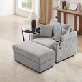 Merax Modern 41.7' Chaise Lounge with Pillows, Charge Station & Cup Holders,Upholstered Sofa Recliner Chair with Ottoman for Living Room Bedroom Gray