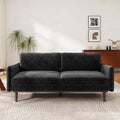 Christopher Knight Home Brena Modern Chenille Upholstered Loveseat Sofa, Wooden 2 Seater Sofa Couch with Deep Seat, Comfy Cloud Couch for Living Room, Bedroom, Home Office, Black