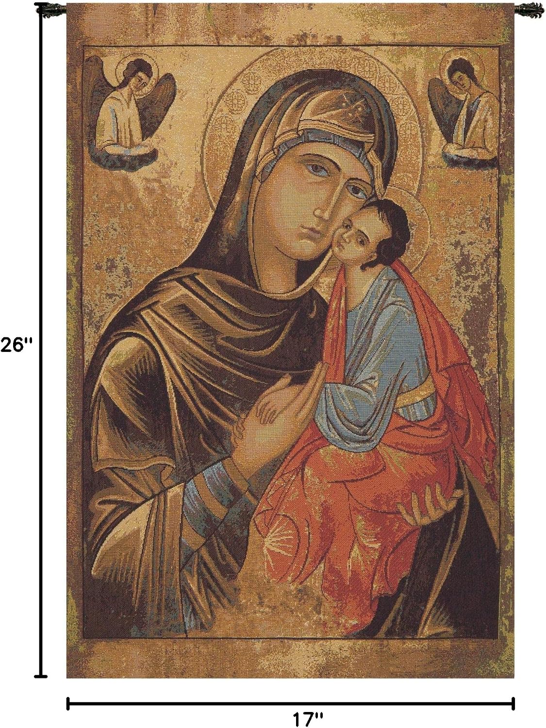 Charlotte Home Furnishings Inc. Greek Madonna Italian Tapestry Wall Hanging 26 X 17 Inch Viscose Cotton And Polyester Blend Wall Art Perfect For Home Decor And Wall Decor By Alberto Passini