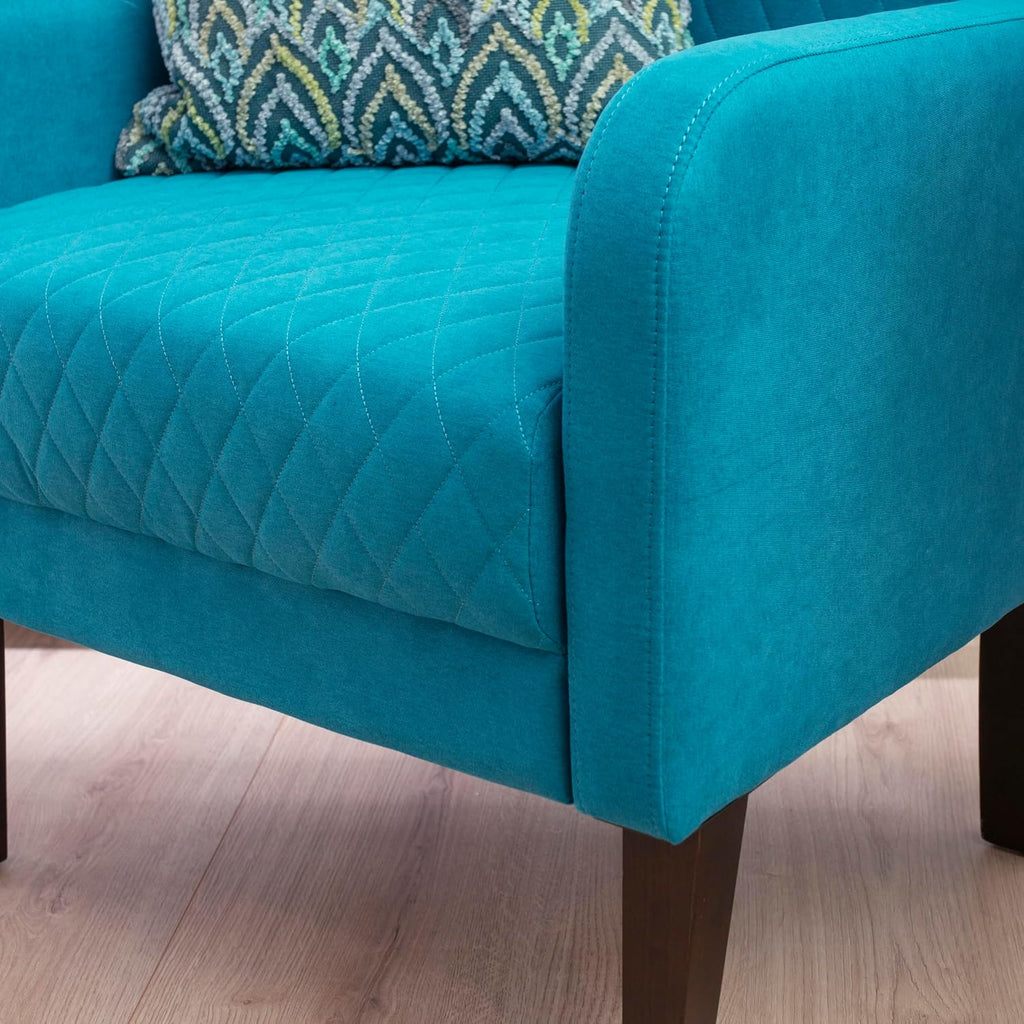 Powell Glenn Teal Wingbacked Accent Chair with Quilted Seat