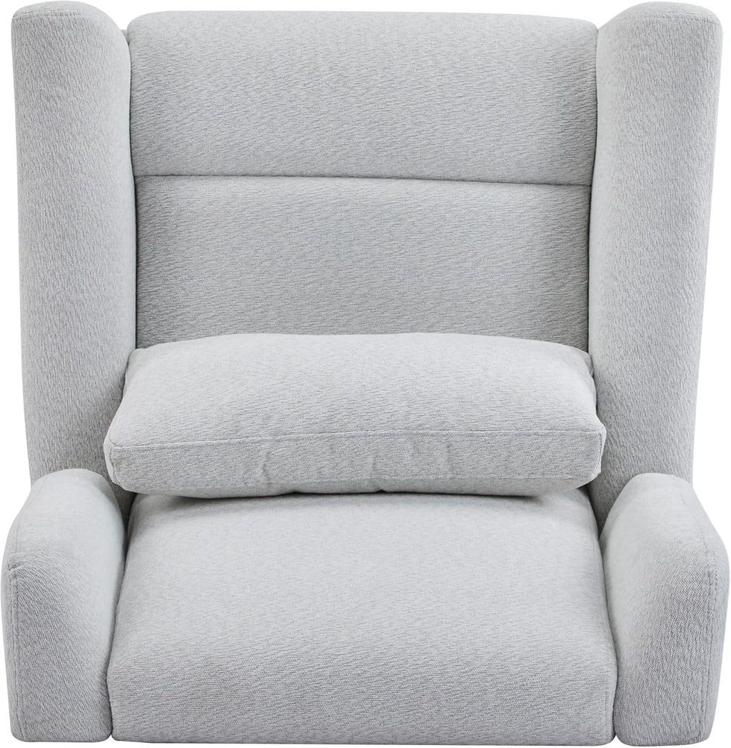 Christopher Knight Home Dolia Fabric Upholstered 360° Swivel Chair, Push-Back Power Recliner Chair, Iron Recliner Sofa with Rotation, Living Room Lounge Sofa, Adjustable Backrest, Gold + Light Grey