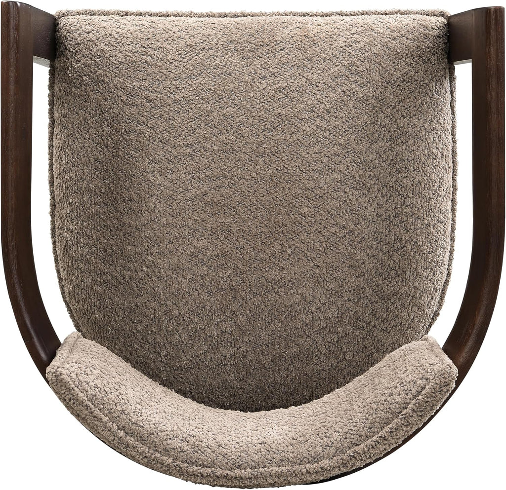 Christopher Knight Home Falcon Boucle Fabric Upholstered Dining Chairs Set of 2, Modern Wooden Dining Armchair, Curved Backrest Kitchen Side Chair,Living Room Accent Chair Extra Seat, Espresso