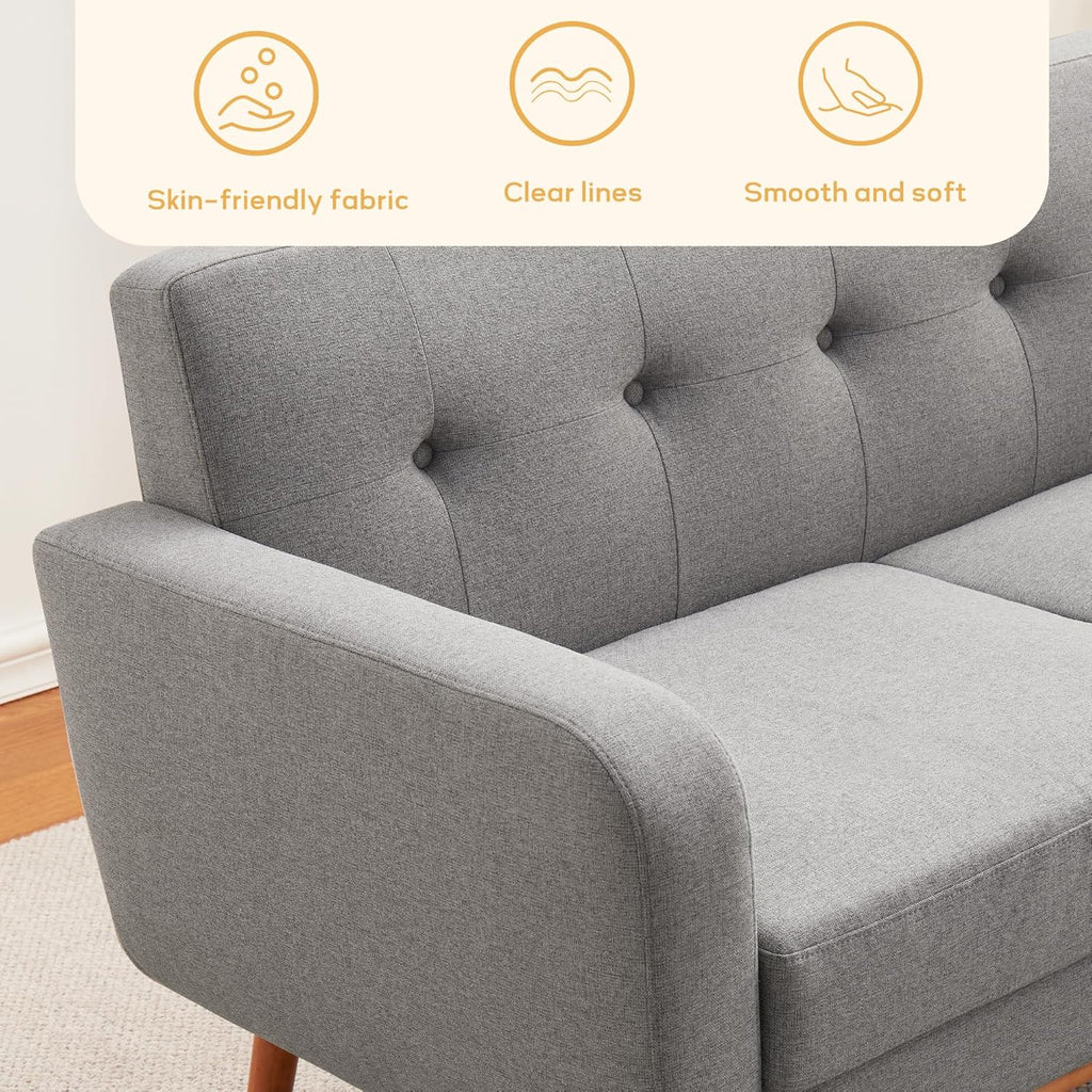 HUIMO Living Room Set, Button Tufted Living Room Furniture Sets, Upholstered Modern Couch Set with Solid Frame, Sofa Set for Living Room (Dark Grey, 3 Piece Set-1*loveseat+2*Chair)