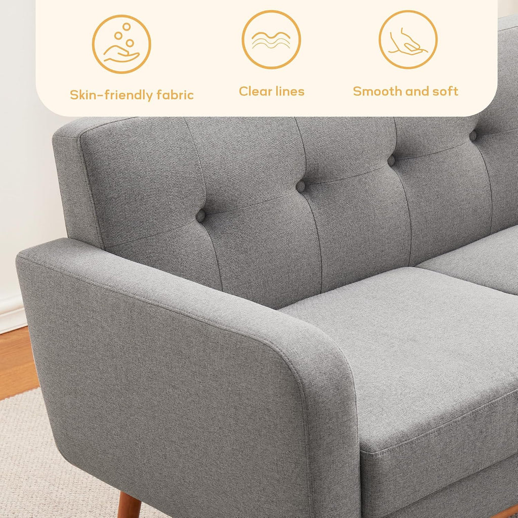 HUIMO Living Room Set, Button Tufted Living Room Furniture Sets, Upholstered Modern Couch Set with Solid Frame, Sofa Set for Living Room (Dark Grey, 2 Piece Set-loveseat+Chair)