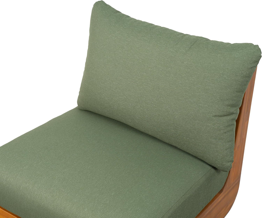 Christopher Knight Home Poppy Outdoor Club Chair with Water Resistant, Acacia Wood Lounge Chair Outdoor, Patio Low Profile Accent Chair, Comfy Reading Chair for Garden Backyard, Teak + Green